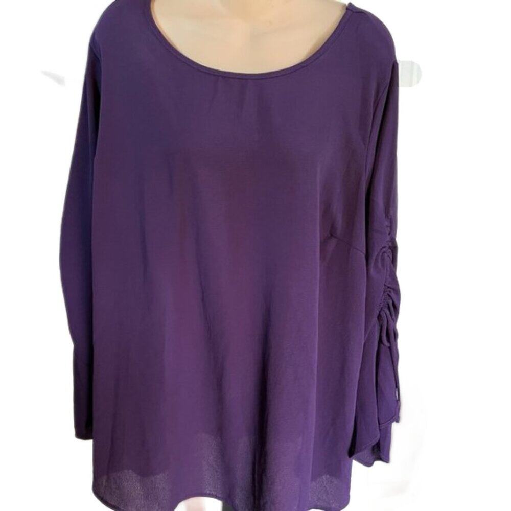 Torrid Purple Long Sleeve Ruched Blouse   Size 2  NWT